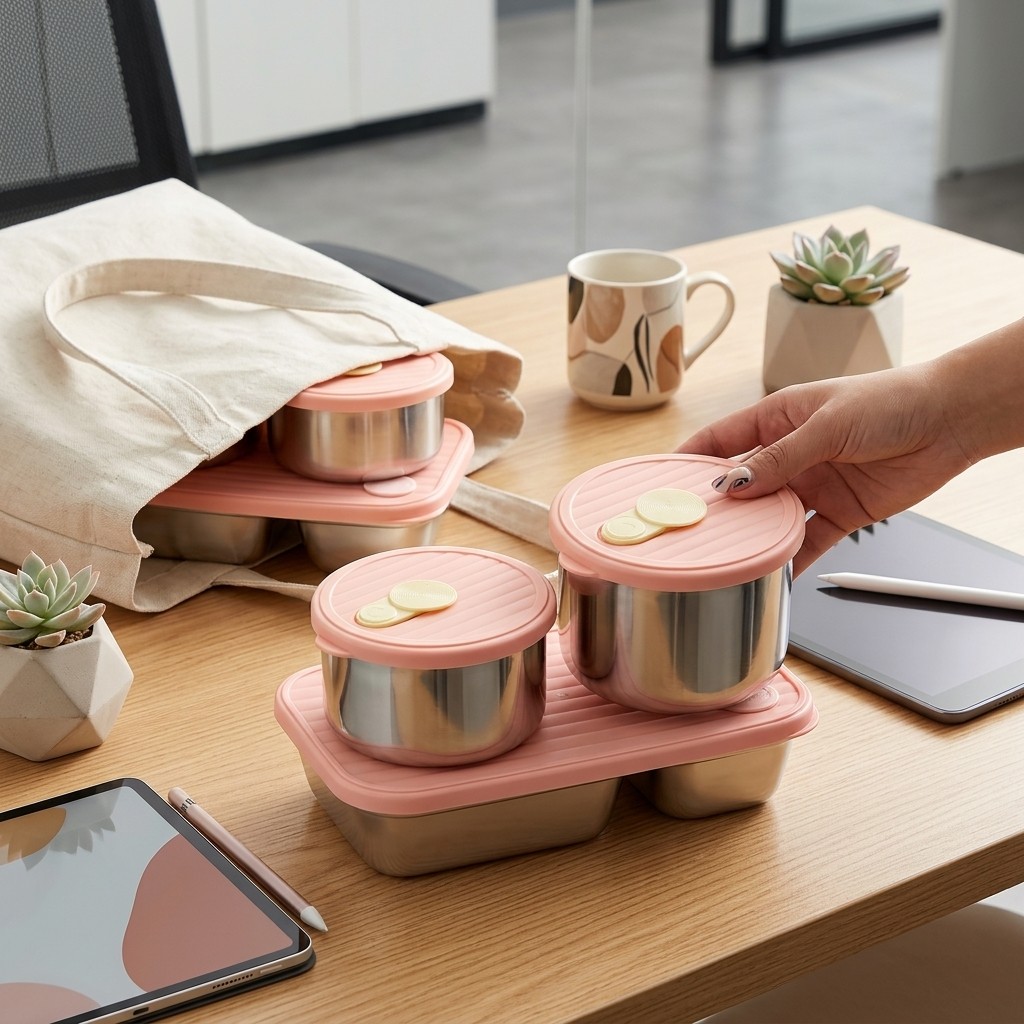 Meal Prep Microwave - Mikrowellengeeignetes 304 Edelstahl Lunchbox-Set Bento-Box Mahlzeiten-Vorbereitungs-Lebensmittelbehälter