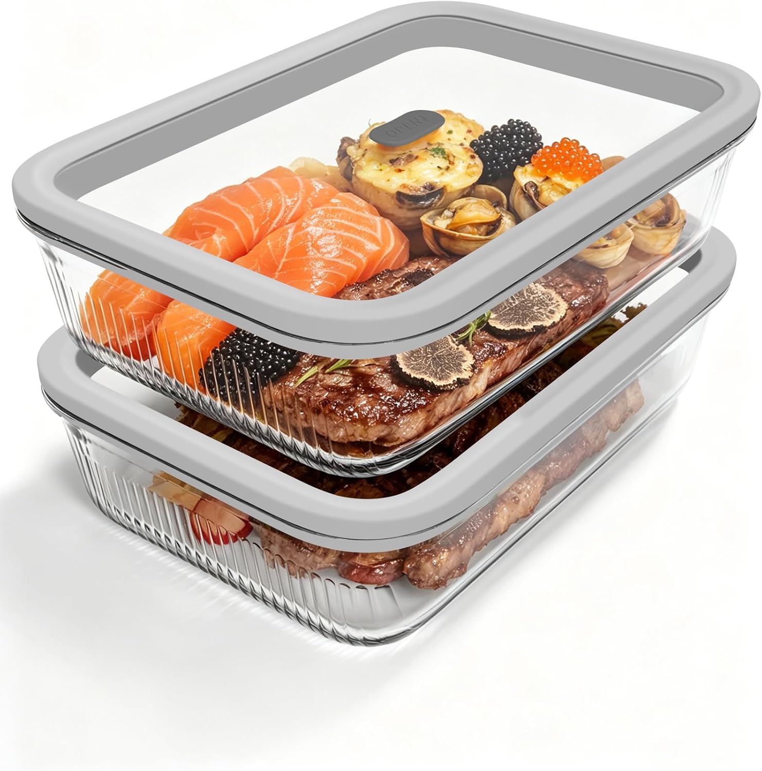 Meal Prep Microwave - 2er-Pack Glas-Lebensmittelbehälter mit gehärteten Glasdeckeln und