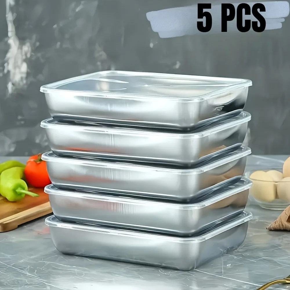 Meal Prep Organizer - 5-teiliges Edelstahl-Lebensmittelbehälter-Set, Stapelbare Luftdichte Küchenorganizer für