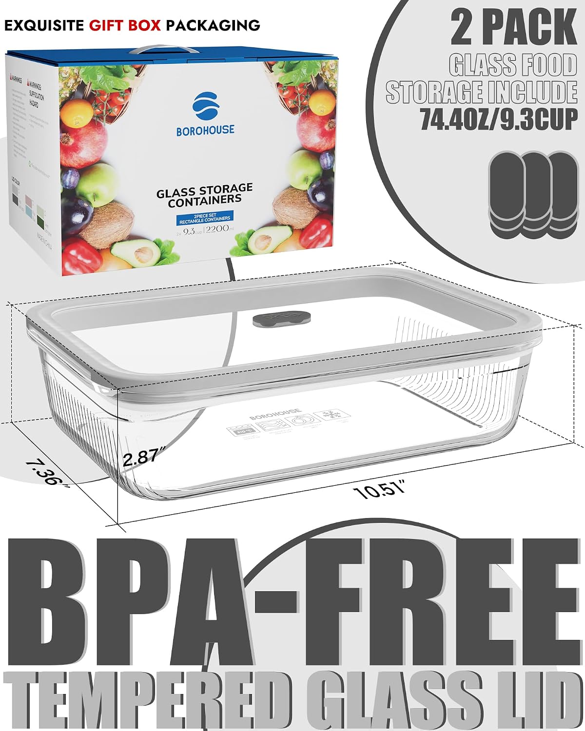 2er-Pack Glas-Lebensmittelbehä – Meal Prep Microwave Bewertung und Preis