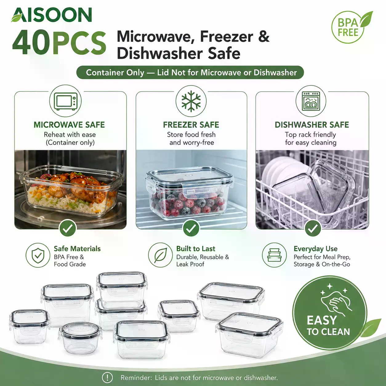40-teiliges Set extra großer,  – Meal Prep Microwave Bewertung und Preis